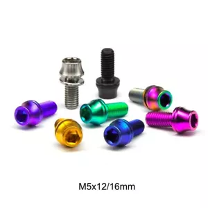 6Pcs TC4 Titanium Bolts Screw M5x10/12/16mm Hex Head W/Washer - Picture 1 of 5