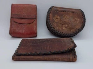 Vintage Herren-Geldbörse mit Lederbesatz, Münzbörse & Gürtelhalter, alle individuell handgefertigt - Bild 1 von 7