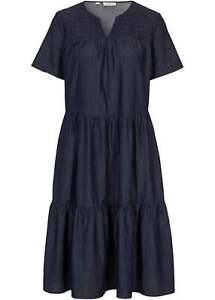 Jeans Tunika-Kleid mit Stickerei Gr. 46 Dunkelblau Mini-Dress Freizeitkleid Neu