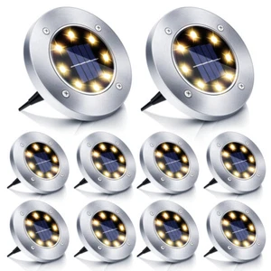 8LED Solarleuchte Bodenstrahler Außen IP65 Gartenleuchten Garten Solarlampen - Bild 1 von 8