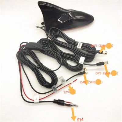 Car Roof Antenna DAB+GPS+FM+WIFI Stereo Radio Amplifier Support GLONASS 1602MHZ - image 1 of 4