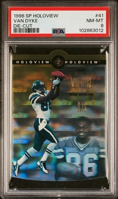 SET BREAK 1996 SP Holoview ALEX VAN DYKE Jets RC DIE-CUT Gold 41 PSA 8 Pop 1 - Image 1 of 2