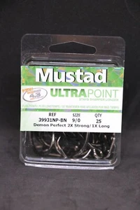 25 Mustad 39931NP-BN Ultra Point Size 9/0 Inline 1X Long Circle Hooks 2X Strong - Picture 1 of 2