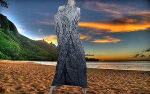 NWT Gideon Oberson BLACK PAISLEY Honey Comb sheer SARONG WRAP COVER UP SZ- O/S - Picture 1 of 7