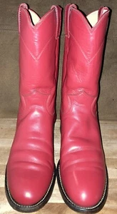 Retro Justin Red Leather Size #7B Western Roper Riding Ankle Boots Fast Free Shp - Picture 1 of 12