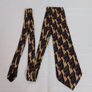 ZIGGURAT by Mulberry Neckwear Men's Maroon Blue Cream Silk Tie 57 Long - Picture 1 of 6