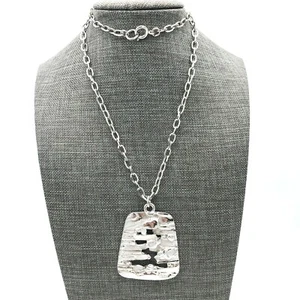 Trifari Modernist Silver Tone Pendant Necklace Vintage - Picture 1 of 12