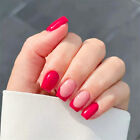 Quadratische mittlere falsche Nagelrose rot französische Presse auf Nägeln für Nail Art 24 Stck.