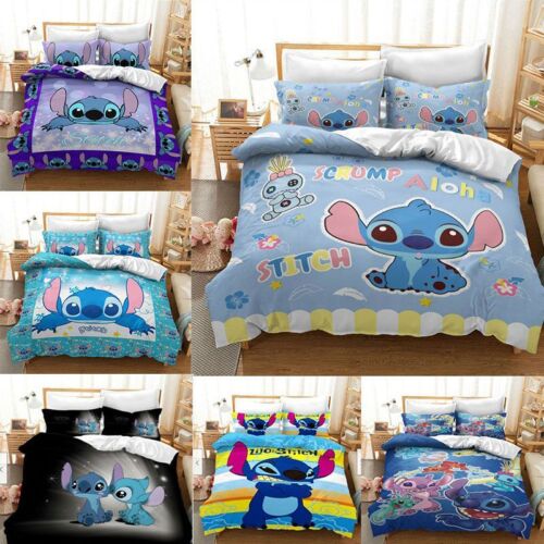 Lilo Stitch Cute Cartoon Quilt Duvet Cover Bedding Set Pillowcase Single Double