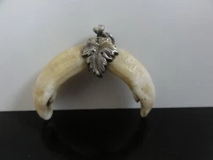 Antique German Silver Large Hunting Double Horn Pendant - Picture 1 of 8