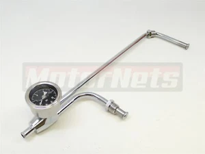Línea de combustible Holley Quad cromada de doble alimentación con medidor de líquido de 0-15 PSI, centros de 9-5/16" - Imagen 1 de 3