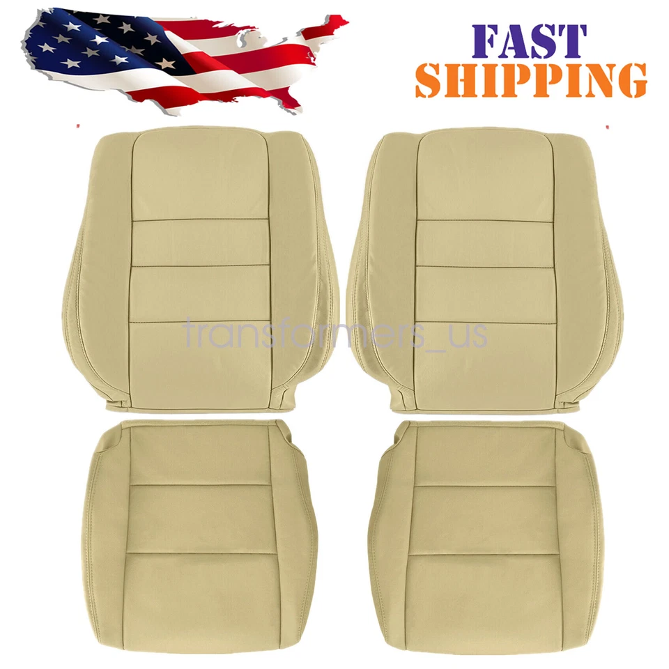 For 2008-2012 Honda Accord Driver & Passenger Bottom Top Leather Seat Cover Tan - Image 1 of 4