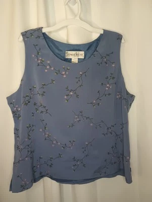 Vintage Jones Wear Cottage Sleeveless Shell Top Sz 16 Floral Embroidered Dainty - Image 1 of 4