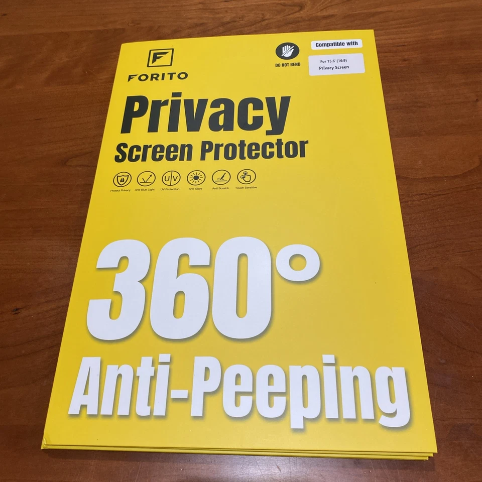 F FORITO 15.6 英寸笔记本电脑隐私屏幕保护膜,360°防窥视和 A — 第 1/1 张图片