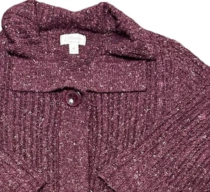 CJ Banks Cardigan Sweater Womens 3XL Flecked Burgundy 1/2 Sleeve Wrap Ramie Wrap - Picture 1 of 14