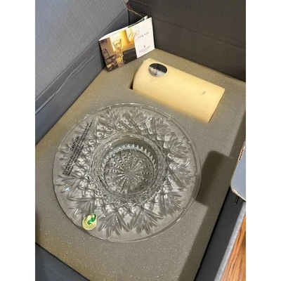 WATERFORD Bethany Crystal Pillar Candle Holder w Candle and Box 102794 Ireland - Image 1 of 4