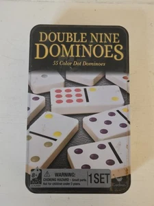 Double Nine Dominoes Set in Storage Tin 55 Color Number - Picture 1 of 4