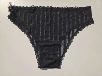 NWT - Adore Me Black Sheer Stripes Bikini Panties Sz 2X (20/22) - RETAIL: $20.95 - Image 1 of 2