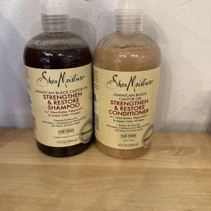 Champú y acondicionador fortalecedor de aceite de ricino negro jamaicano Shea Moisture 13 oz - Imagen 1 de 6