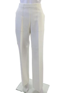 Zara Damen Side Zip High Rise Plissee Straight Leg Hose Pants Weiß Medium - Bild 1 von 8