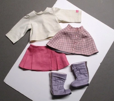 American Girl 2010 Cozy Plaid Outfit Plaid Capelet Skirt Tee Boots *Barely Used - Image 1 of 4