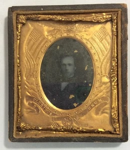 1/6 Platte Daguerreotypie Portrait Halbkoffer - E Pluribus Unum - Stars & Stripes - - Bild 1 von 2