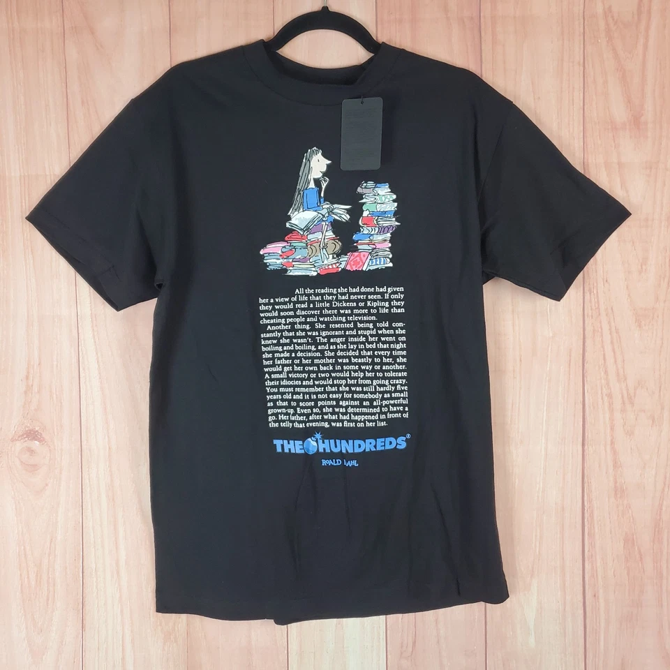 The Hundreds T Shirt Mens Medium Black Graphic Print Matilda Novel by Roald Dahl - Image 1 of 4