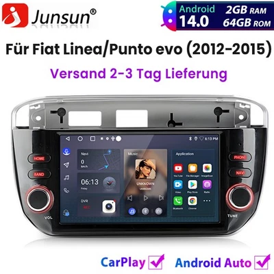 Für Fiat Linea/Punto evo 2012-2015 Carplay Autoradio Android 14 GPS Navi 2+64GB - Bild 1 von 4