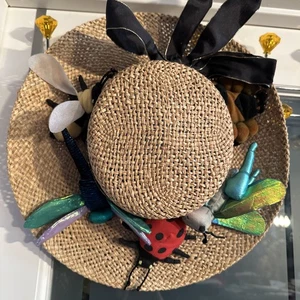 Cappello donna vintage tessuto paglia co TINA TOO nero nastro impreziosito taglia unica - Foto 1 di 7