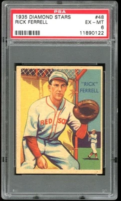 1934-36 1935 Diamond Stars R327 #48 Rick Ferrell Red Sox HOF PSA 6 EX-MT - Image 1 of 2