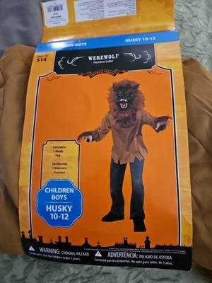 Halloween Costume Warewolf Children Huskey 10-12  Mask And Top - Image 1 of 3