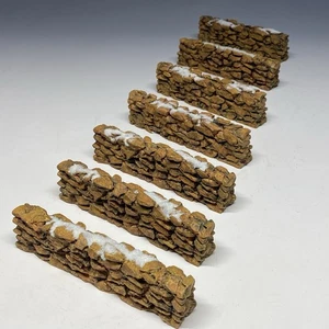Department 56 Village Accessories Stone Wall Set of 7 Snowy Stone Fences 5” - Picture 1 of 5