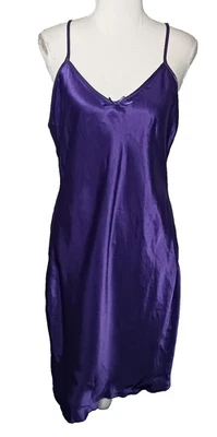 Vestido sin Mangas Vintage Años 90 Púrpura Satinado Talla 16 Corte Diamante Midi Y2K Grunge Glam Foto 1 de 4