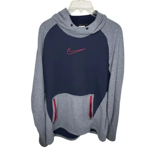 Nike Therma Fit Hoodie Large Navy And Gray Used Good - Picture 1 of 4