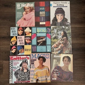 Lote de 9 libros de patrones de tejido vintage revistas suéteres sombreros calcetines afganos - Imagen 1 de 14