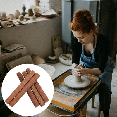 5pcs Holzgriff Keramikwerkzeuge Ton Modelliermuster Rollen Kit (Kaffee) - Bild 1 von 4