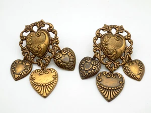 Pendientes colgantes estilo vintage con racimo de corazón de burla perforados románticos - Imagen 1 de 5