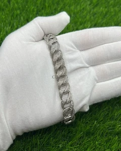 Trendy 10mm x 8" Wedding Gift For Him Cuban Link Bracelet For Men's 925 Silver - Picture 1 of 5
