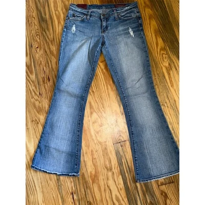 VTG USA Y2K Blue 2 Low Rise Flare Dark Wash Jeans Women's Size 28 6/8 Whiskered - Image 1 of 4