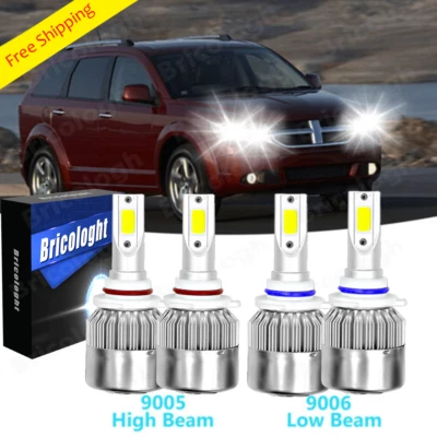 Kit de lâmpadas brancas 4 peças para Dodge Journey 2010-2017 farol de LED feixe alto/baixo - Imagem 1 de 4