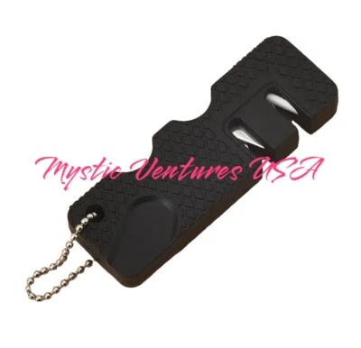 Ceramic Steel Dual Pocket Knife Sharpener KeyChain Survival Gear Hiking Camping - Image 1 of 3