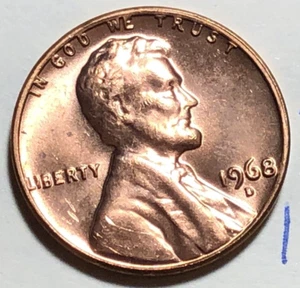 1968-D Lincoln Memorial Cent Penny Coin 261N - Picture 1 of 3