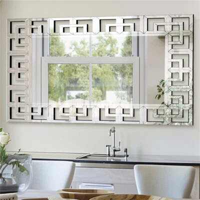 ARTLOGE XL Rectangle Decorative Venetian Wall Mirror Elegant Artistic Silver Hung Mirror