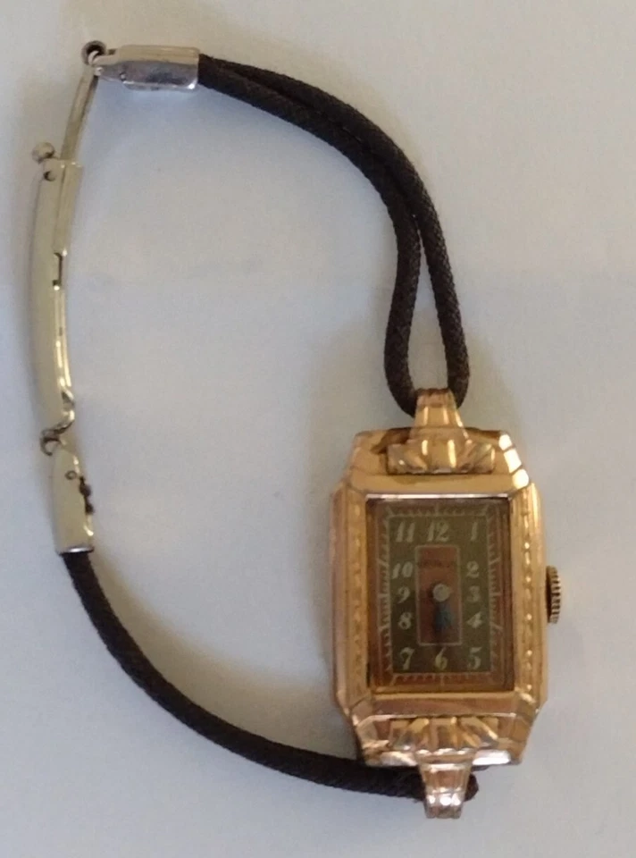 Geneve Rectangular Bronze Colored Woman's Watch 12k Gold Filled 1940 As Is  - Image 1 of 4