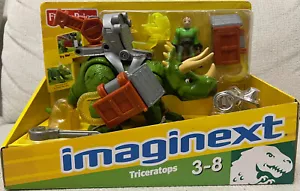 Imaginext Triceratops 2011 grüner Dinosaurier Actionfigur Spielzeug mit Rüstung neu in Verpackung W1908 - Bild 1 von 4