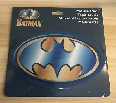 BATMAN MOUSE PAD NEW SEALED 1996 FELLOWES CLASSIC BLUE YELLOW BAT LOGO - Image 1 of 4