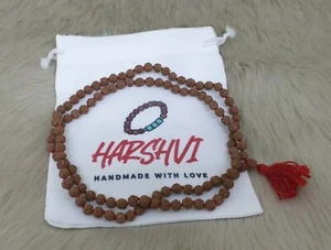 6mm Shiva Rudraksha Beads Mala for Meditation, Japa, Prayer No Dye No Color Mala - Picture 1 of 6
