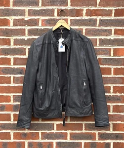 All Saints Mens COLT Leather Bomber Jacket Small Black Allsaints Biker A325 - Picture 1 of 11