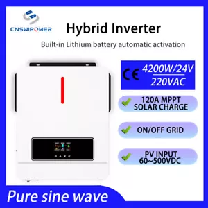 Hybrid inverter 24v 4200VA AC 220v pure sine wave solar system CHARGE120A MPPT - Picture 1 of 5