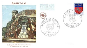 Francia - Saint-Lô - Las Murallas y Monumento - Escudo de armas de 1966 - FDC - Imagen 1 de 1